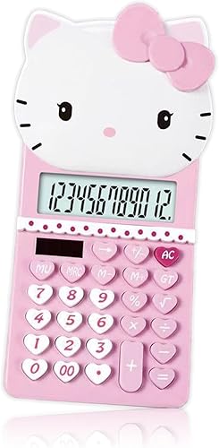 waitfu - Calculadora de gato lindo con cubierta extraíble, calculadora de escritorio estándar con 12 dígitos, pantalla LCD grande y botón sensible,