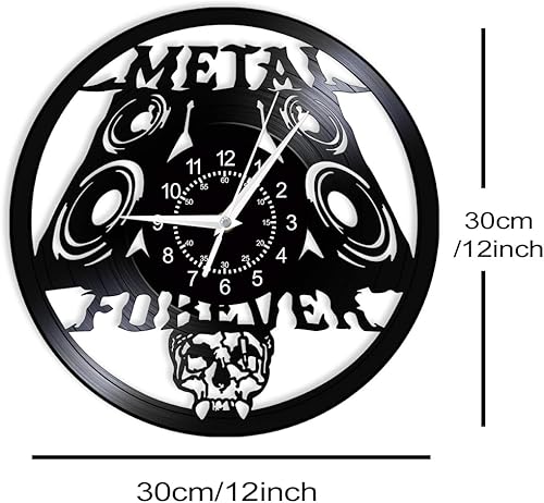 Miniatura 6 de Reloj de pared de música de metal pesado, 12 pulgadas, 7 tipos de reloj de pared LED de música rock, reloj de pared de cuarzo silencioso sin tictac,