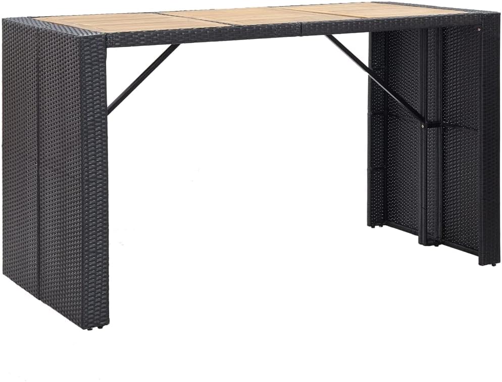 7 Piece Patio Bar Set with Cushions,Balcony Bar,Backyard Decor,Balcony Furniture,High Foot Bar,Afternoon Tea Suit,Perfect for Patio, Garden, Porch,Family Room,Sitting Area, Poly Rattan Black