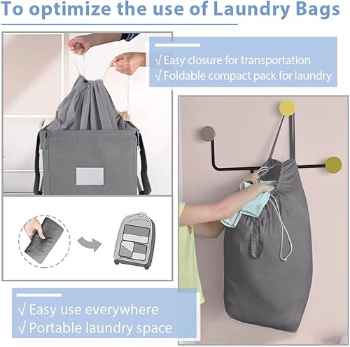 Miniatura 4 de MCleanPin - Cesta grande y plegable para la ropa con 2 bolsas de lavandería desmontables y tarjeta de clasificación, duradera, para ropa de cama