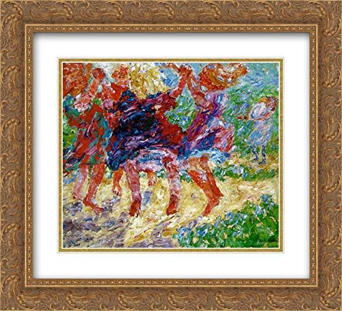 Wildly Dancing Children 22x20 Gold Ornate Frame and Double Matted Museum Art Print by Emil Nolde