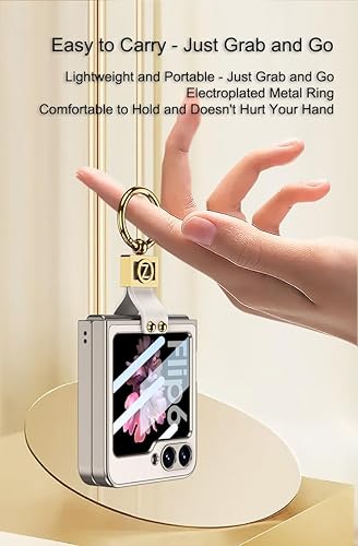 Miniatura 4 de SHIEID Z Flip 6 - Funda con soporte de anillo, piel ultrafina, a prueba de golpes, con protector de pantalla pequeño integrado para Samsung Galaxy Z