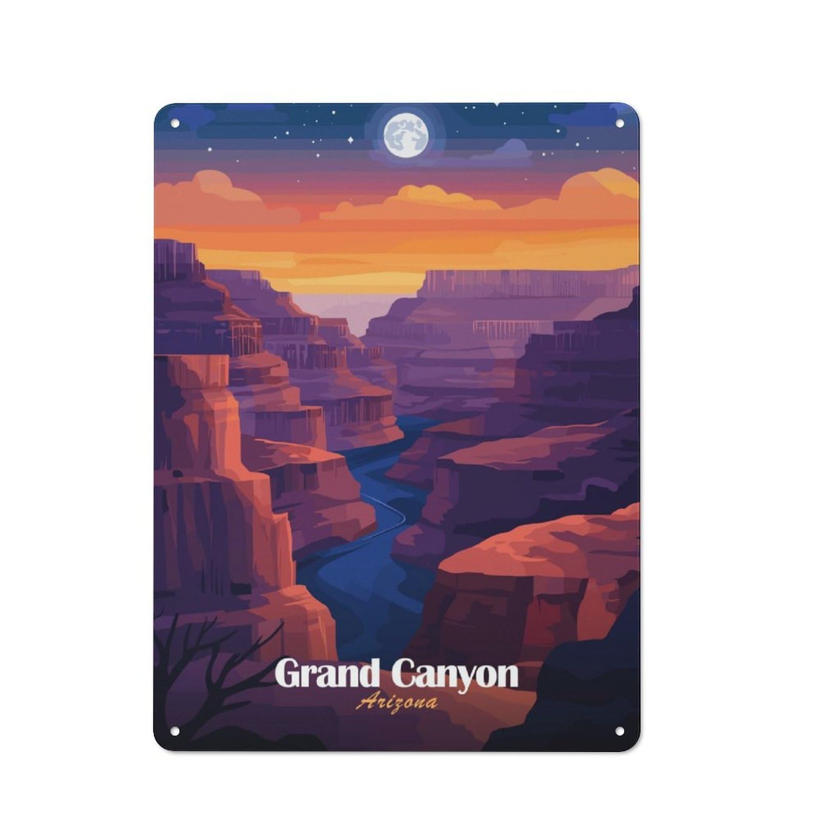Junmoney Grand Canyon Night Vintage Tin Sign 40X30cm With For Garage Or Workshop, For Kitchen, Dining Room And Home Bar Wall Decor