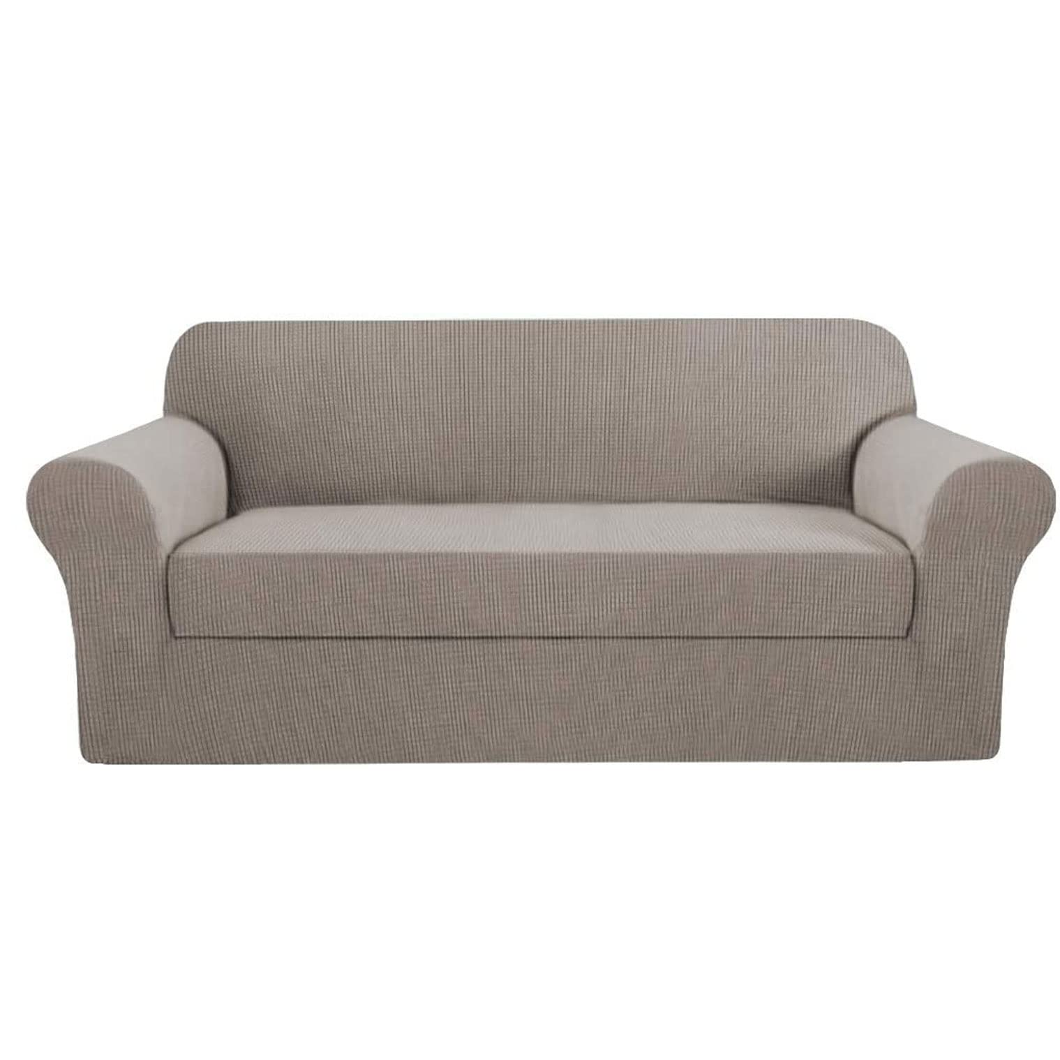 2 Pieces Stylish Jacquard Stretch Sofa Slipcover,2/3 SeaterStretch Couch Cover for Sofa ,Non Slip Soft Couch Slipcover Washable Furniture Protector with Elastic Bottom ( Color : Taupe , Size : 3 perso