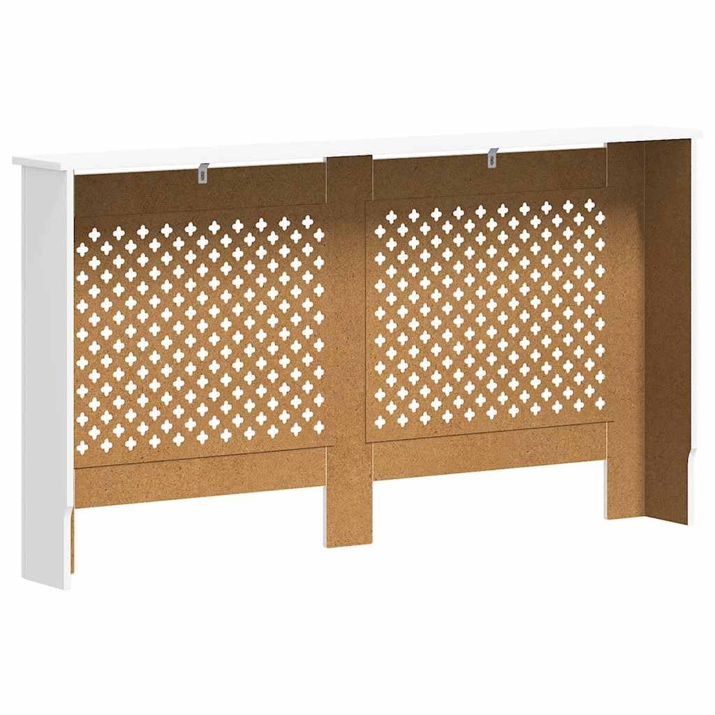 Mangloder Heizkörperverkleidungen 2 Stk Weiß aus MDF 152 x 19 x 81,5 cm, lattenförmiges Design, Heizkörper Abdeckung für Wohnzimmer, stabile Oberfläche für Deko und Ablage