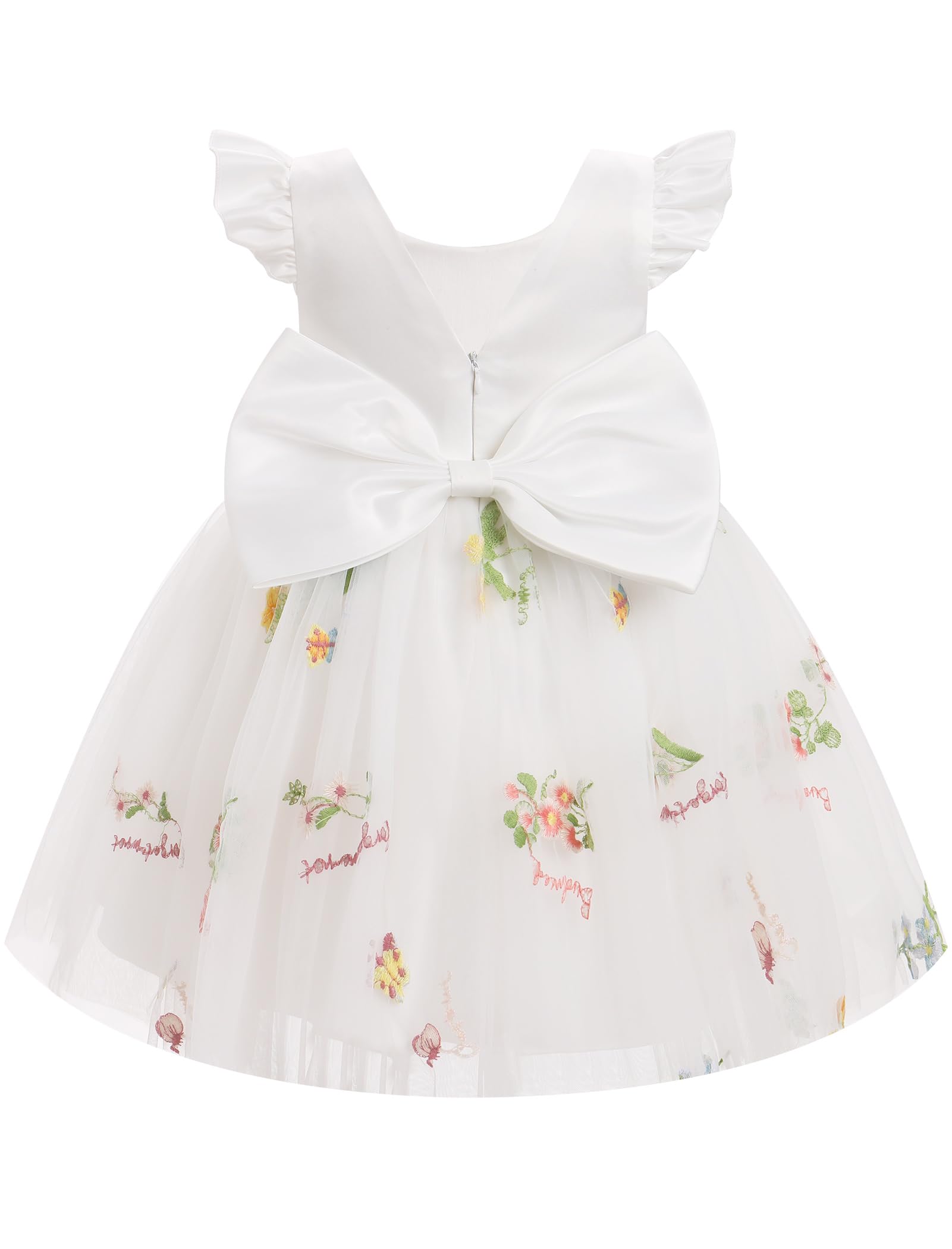IDOPIP Mangas Volantes Niño Niña Vestido De Bebé Chica Línea A Tul Tutu Vestido Con Cabeza De Noche Vestido De Novia Vestidos De Fiesta De Lentejuelas Estrellas Fresas Bordado De Flores