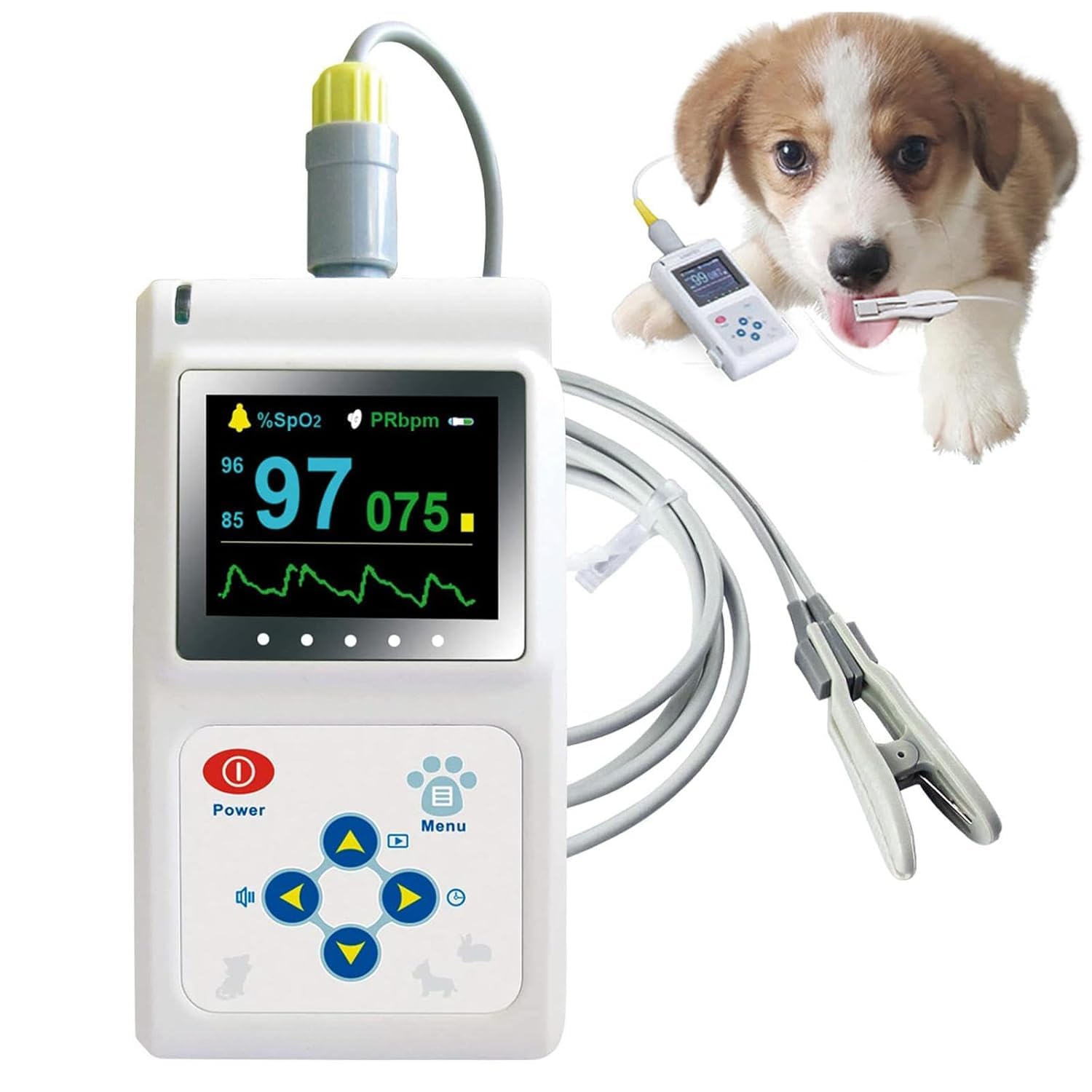 Pulsossimetro Portatile, Pulsossimetro Veterinario, Sensore Orecchio/lingua, Monitor Della Frequenza Cardiaca SPO2, Con Funzione Di Memorizzazione/riproduzione, Per Cani E Gatti, Ospedale Familiare