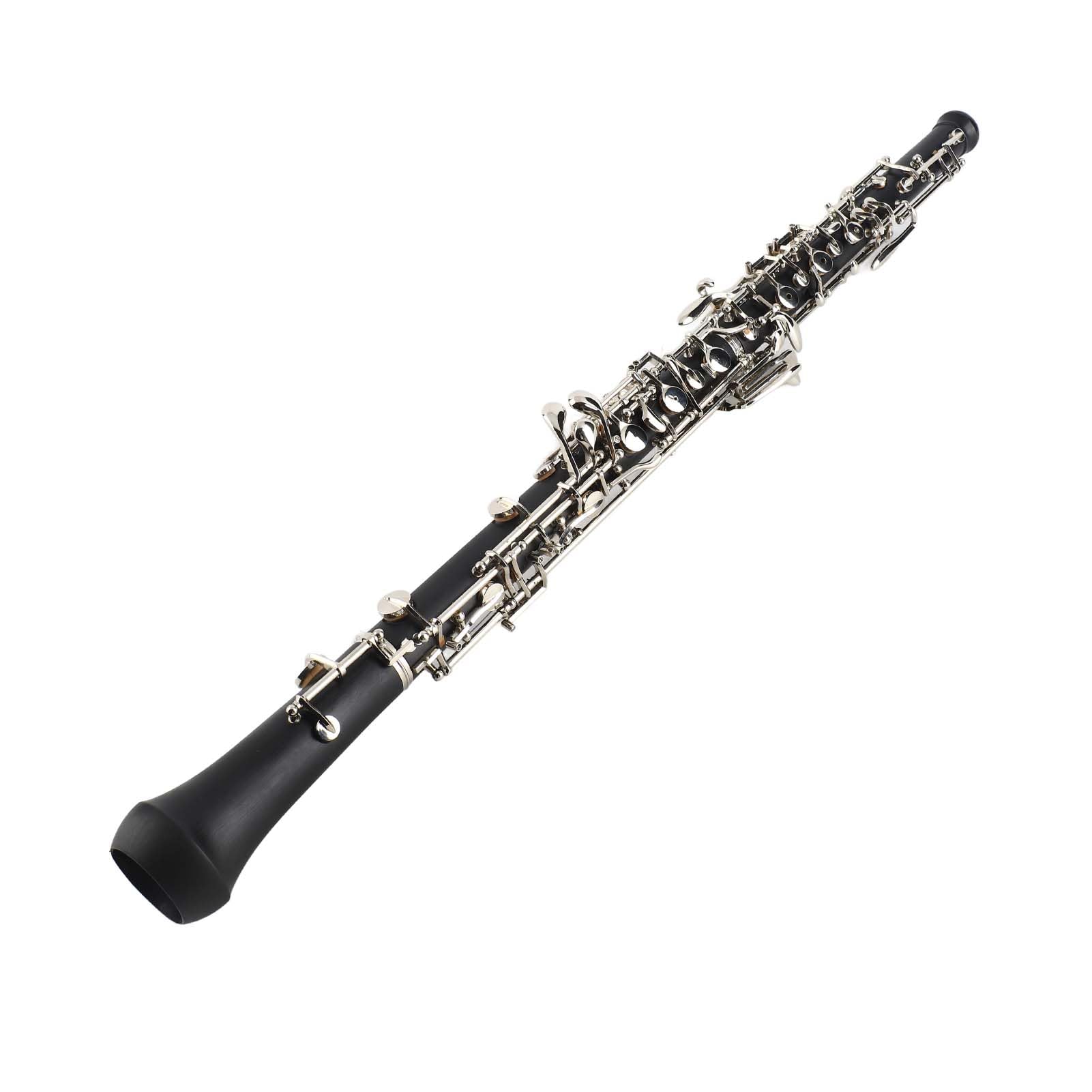 HUIOP Oboe profesional con llave en C,estilo semiautomático,teclas niqueladas,instrumento de viento de madera con guantes de caña para oboe,estuche de cuero,bolsa de transporte,paño de limpieza,oboe