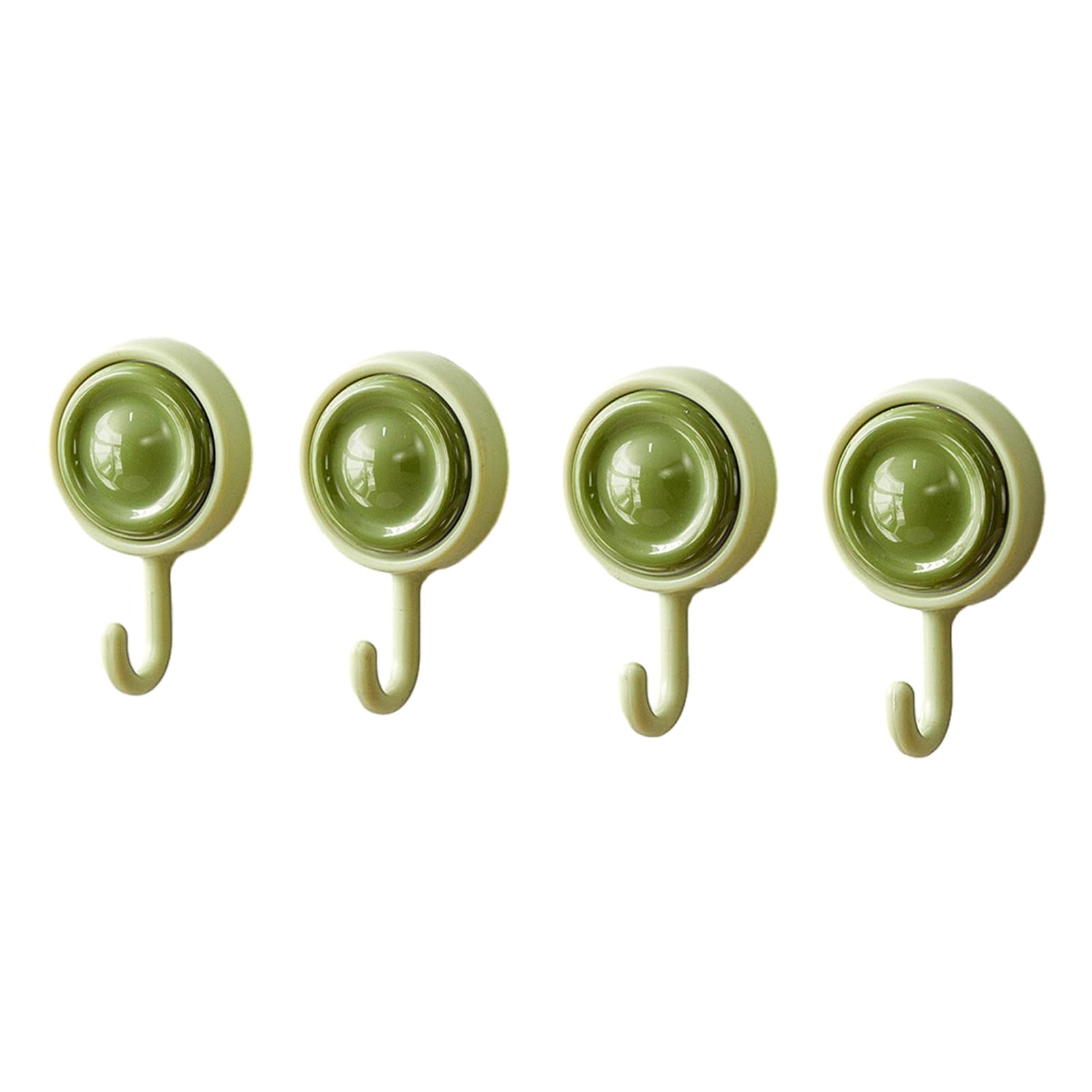Virelynx Green 4Pcs Sticky Hook – 360° Rotation Design Strong Adhesive, Stable Base Wall Hook For Towels Clothes Kitchen Utensils