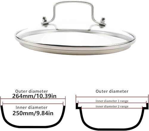 Miniatura 10 de Antrader Tapa de vidrio templado, cubiertas de vidrio de 9 pulgadas para ollas, sartenes y sartenes, 1 juego, transparente