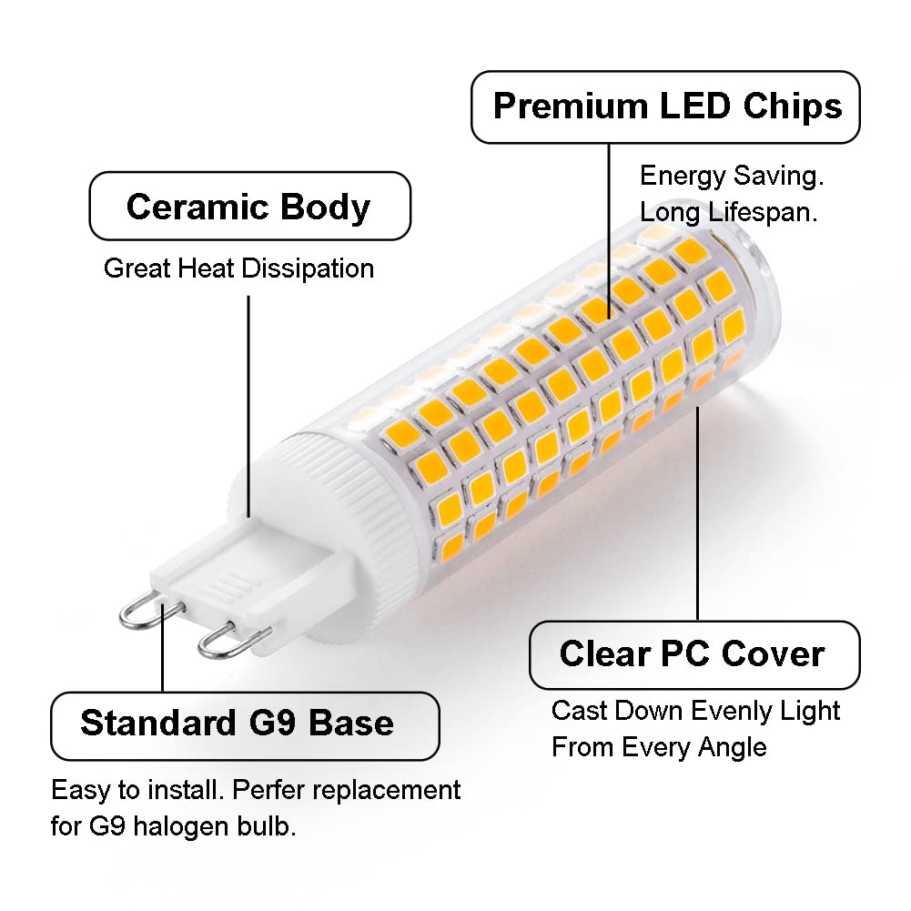 G9 LED-Leuchtmittel, 10 W, 100 W, entspricht G9-Halogenlampe, 1200 lm, AC 100 V-265 V, Tageslichtweiß 6000 K, nicht dimmbar, G9-Leuchtmittel für Heimbeleuchtung, 5 Stück
