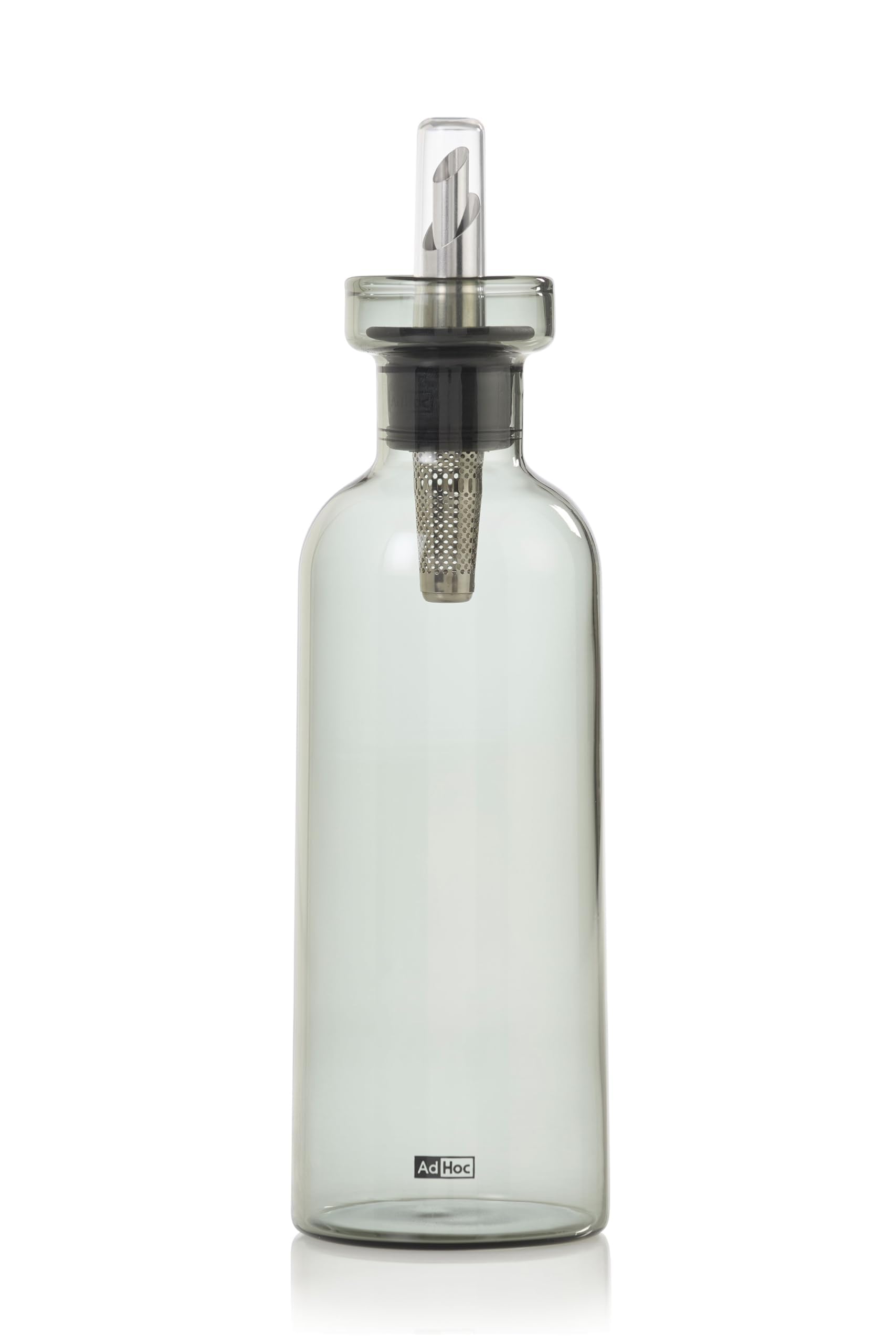 AdHoc AromaPour - Botella grande de vidrio gris para aceite y vinagre, dispensador de aceite y vinagre filtrado, 500 ml, apto para lavavajillas