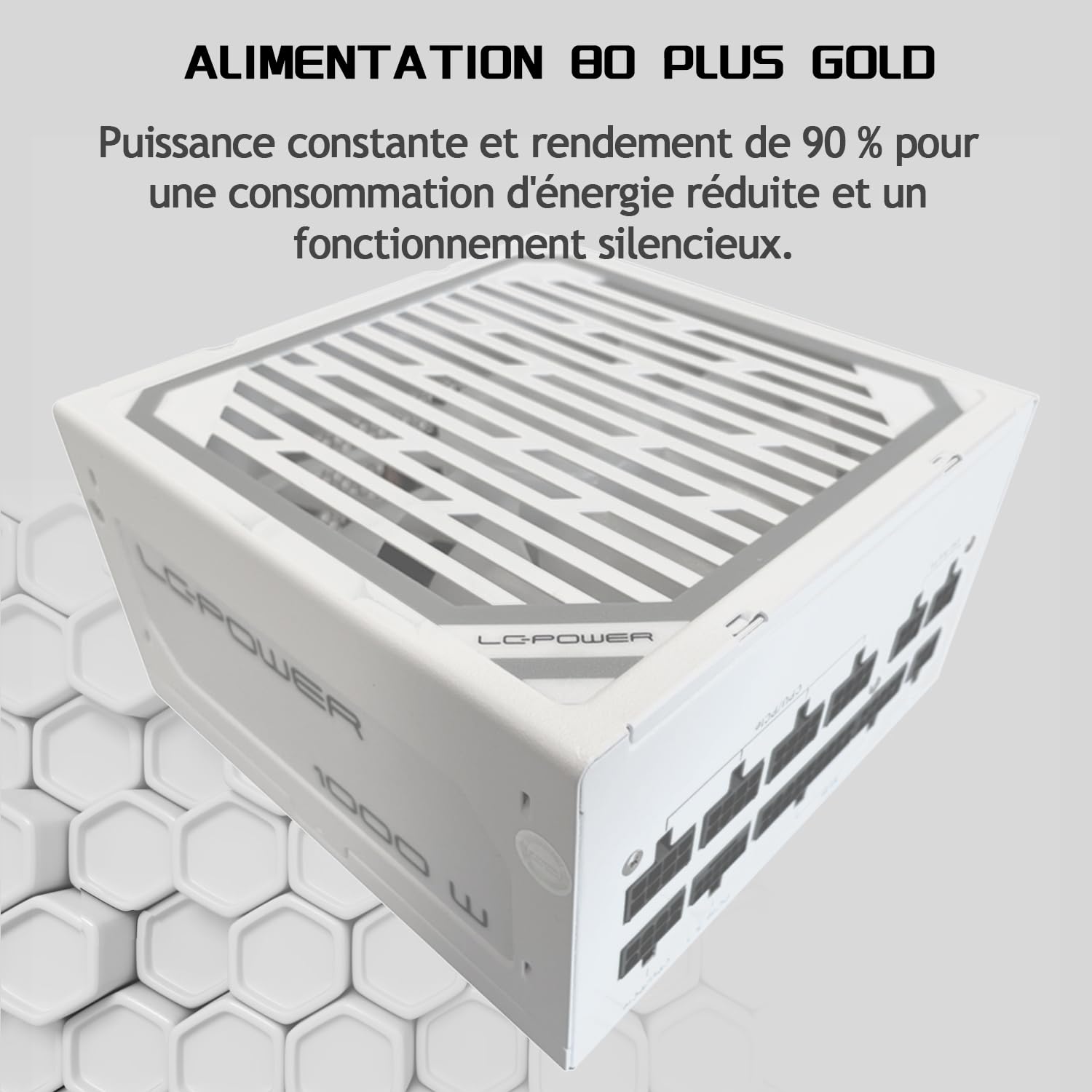 LC-Power Alimentatore 1000w 80 Plus Gold, Modulare PSU ed Estremamente Silenzioso - Compatibile con ATX 3.1 e PCIe 5.1, Nero(LC1000MW V3.1)