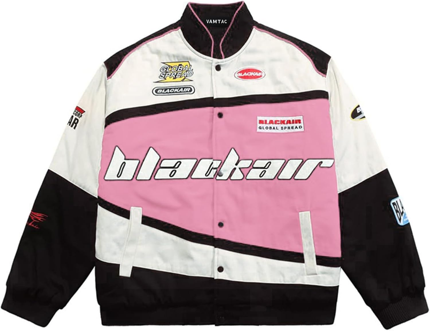 Vamtac Mens Varsity Baseball Jacket Bomber Cotton Vintage Racing Coats Streetwear with Pocket