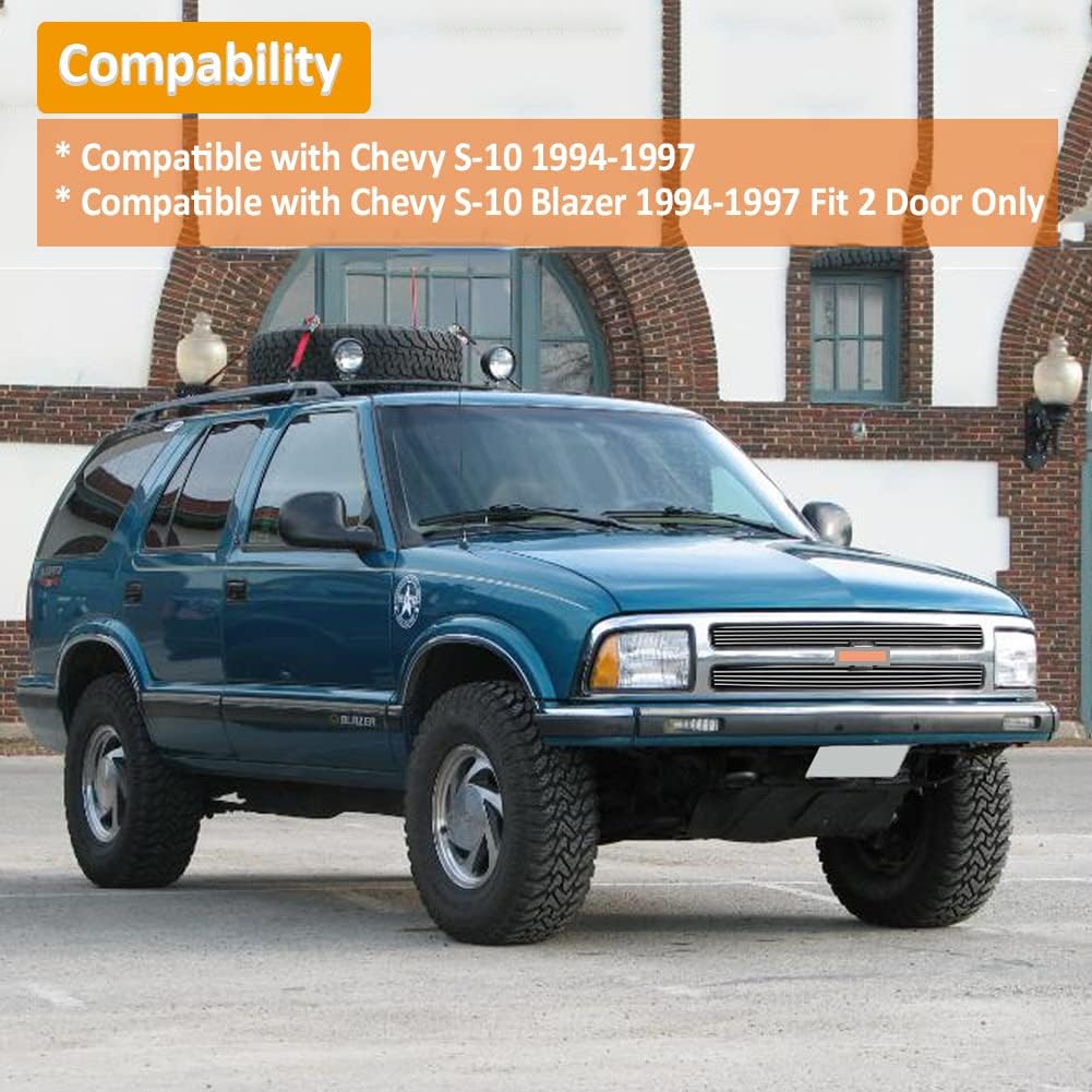 Front Grill Fits 94-97 Chevy S-10 S10 Pickup Main Upper Polished Billet Grille Insert Combo