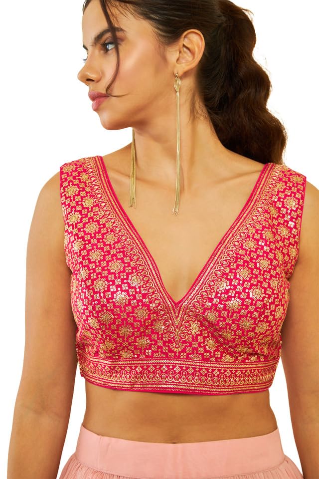 Image of Soch Silk Women's Solid Regular Fit Sleeveless Blouse