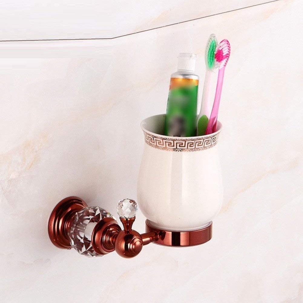 Porte-gobelet mural en cuivre et cristal or rose pour brosses à dents