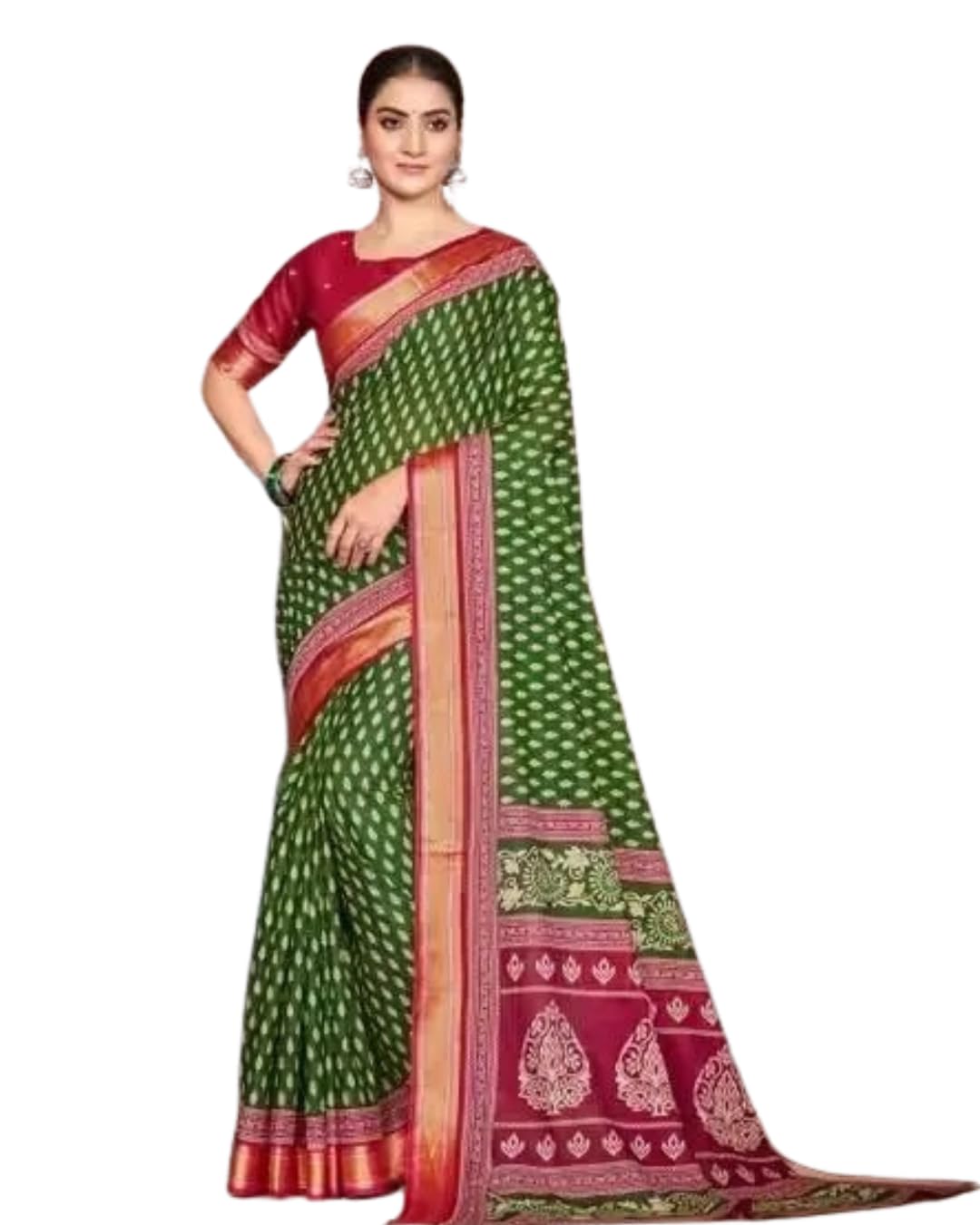 AADARSH STORE Women's Cotton Printed Saree with Unstitched Blouse Piece Lightweight Soft Cotton Saree for Daily Wear, Office Wear, Casual Wear & Festive Occasions-picture-19