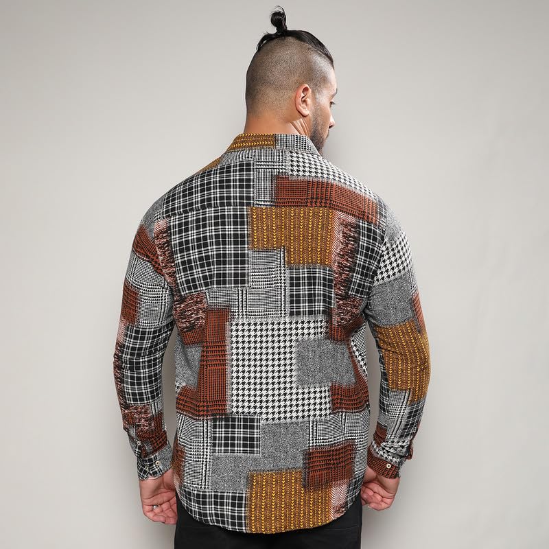Image of Instafab Plus Men's Shirt for Casual Wear | Spread Collar | Long Sleeve | Button Closure | Plus-Size Fit | Cotton Shirt Crafted with Comfort Fit for Everyday Wear