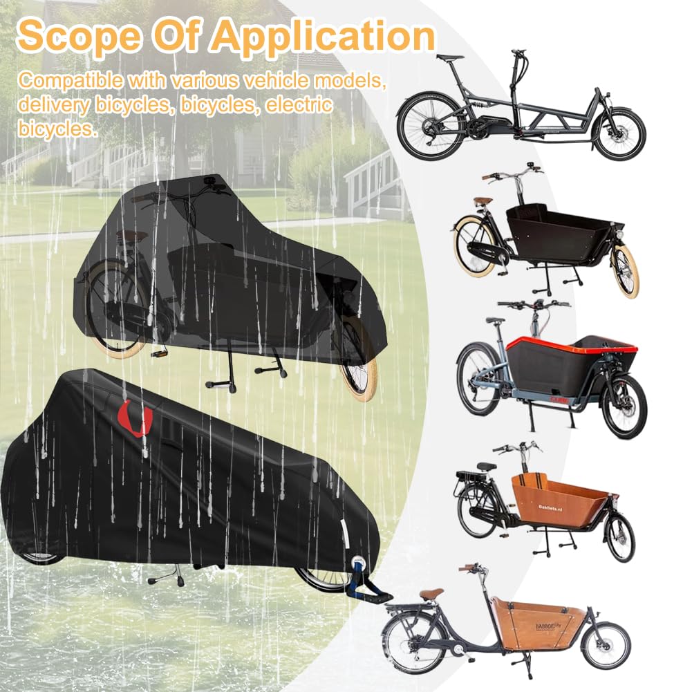Funda impermeable para bicicleta de carga, protección contra la lluvia para bicicletas de carga, cubierta de triciclo con bandas reflectantes, protección UV, resistente a desgarros, Oxford 420D, para