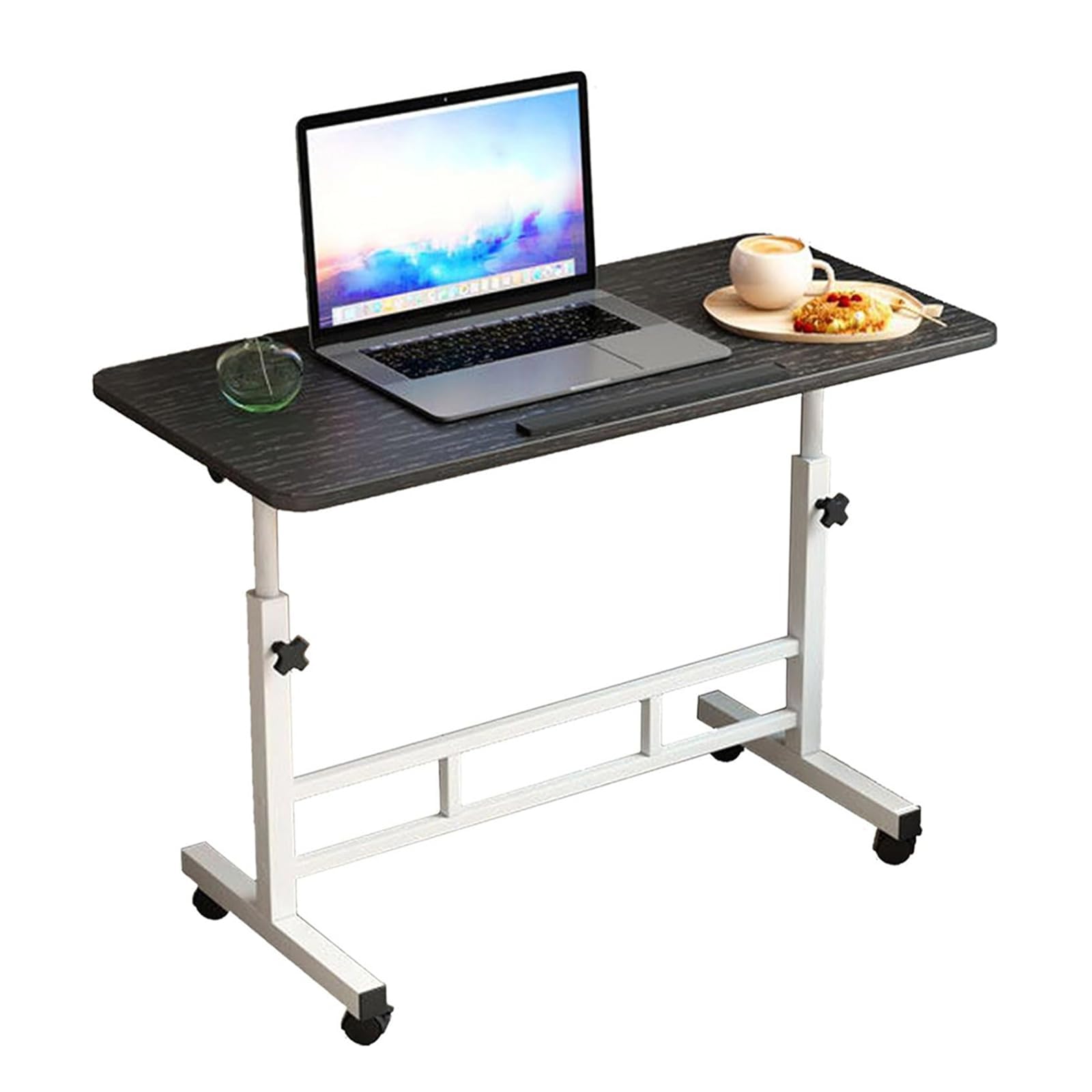 GarveeHome Bureau d’Ordinateur Mobile Assis-Debout sur roulettes verrouillables, Hauteur réglable 65-87 cm, Plateau inclinable, Pliable Gain de Place, 60 x 40 cm, White 60 * 40CM