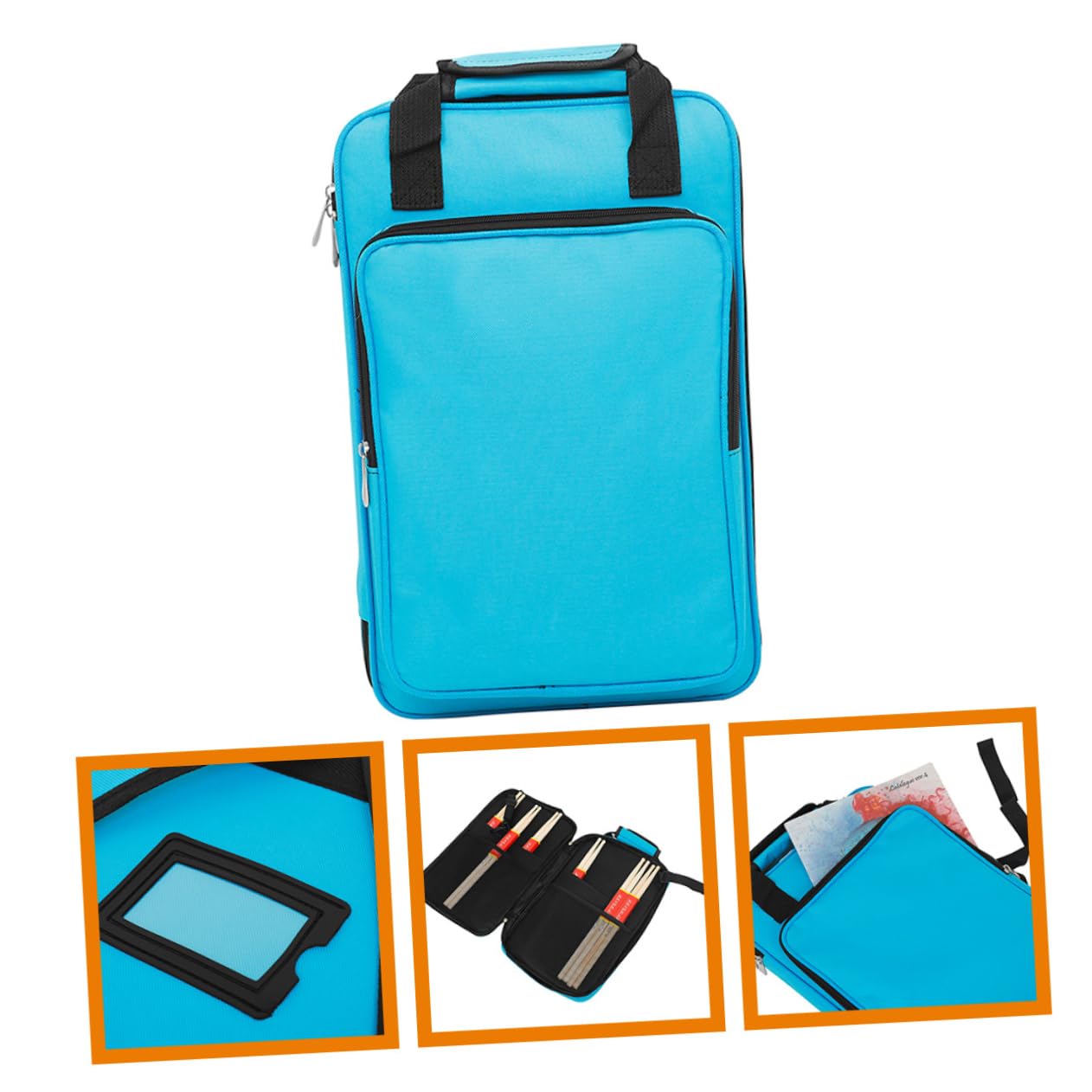 Borsa per Bacchette Batteria in Oxford Blu, Tracolla | Design Ergonomico, Trasporto Comodo, Superficie Antiabrasione e Antimacchia, Maniglie a Mano