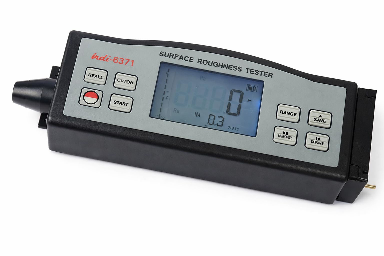 Surface Roughness Tester | Digital Profilometer Gauge for Ra Rz Rq Rc Measurement | LCD Display | Built-In Rechargeable Battery | PC Interface | 0.005–10µm Resolution