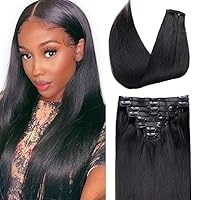 Vista 51 de Extensiones de Cabello con Clip Recto de Cabello Humano Real 8 Piezas Cabello Humano Remy con Clip para Mujeres, Cabello Humano Suave Natural, 120g