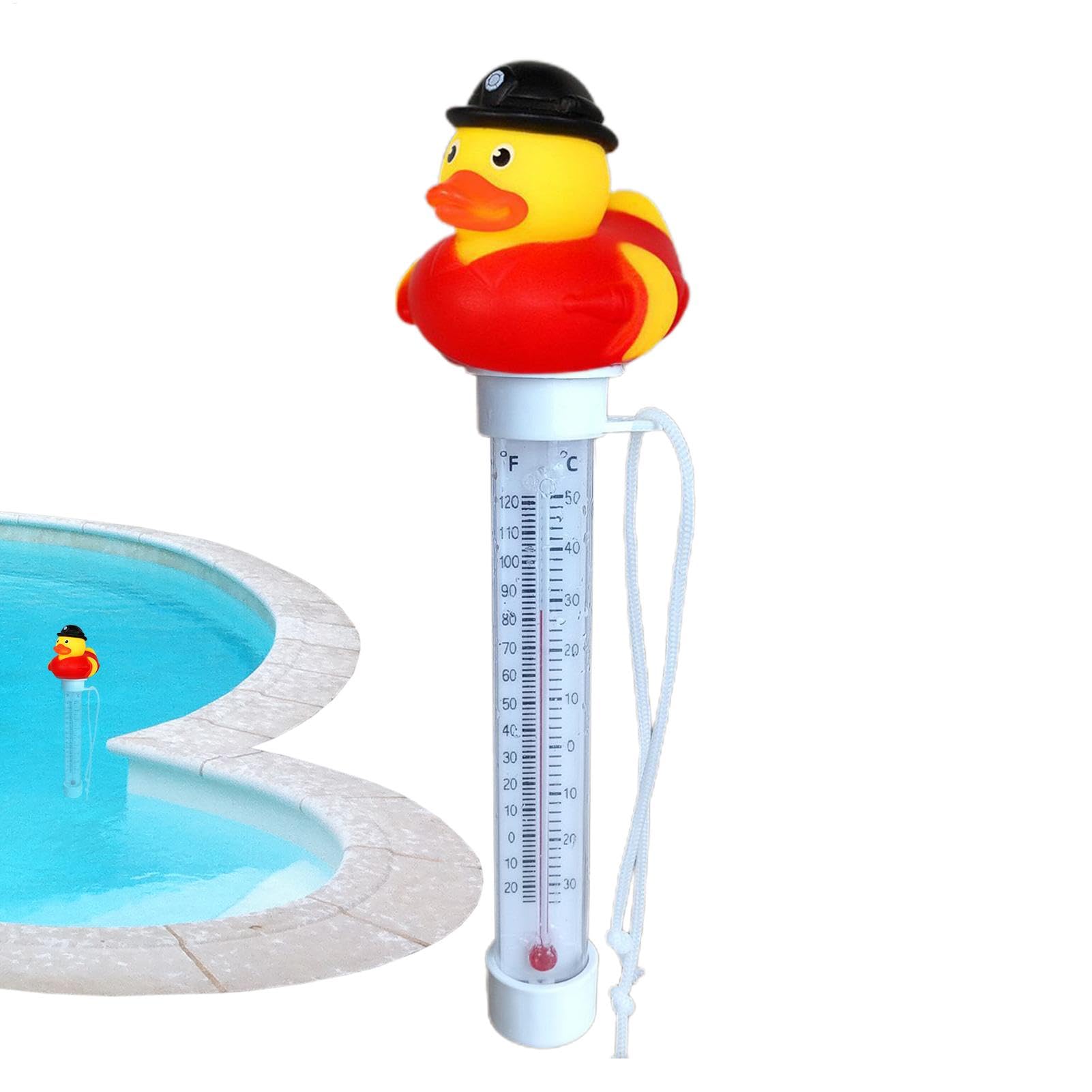Digital Pool Thermometer - Floating Cute Duck Design, Easy Read Temperature Gauge | Ice Bath Thermometer, Pools Digital Water Thermometer, Floating Thermometer for Outdoor Baths, Swimming Thermometer