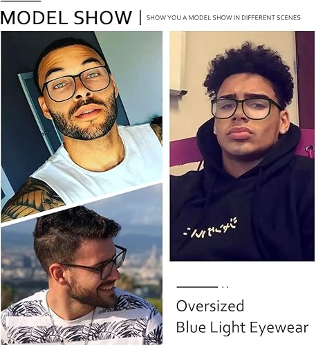 Miniatura 5 de SHEEN KELLY Gafas de acetato vintage de gran tamaño con bloqueo de luz azul para cara media grande con marco cuadrado