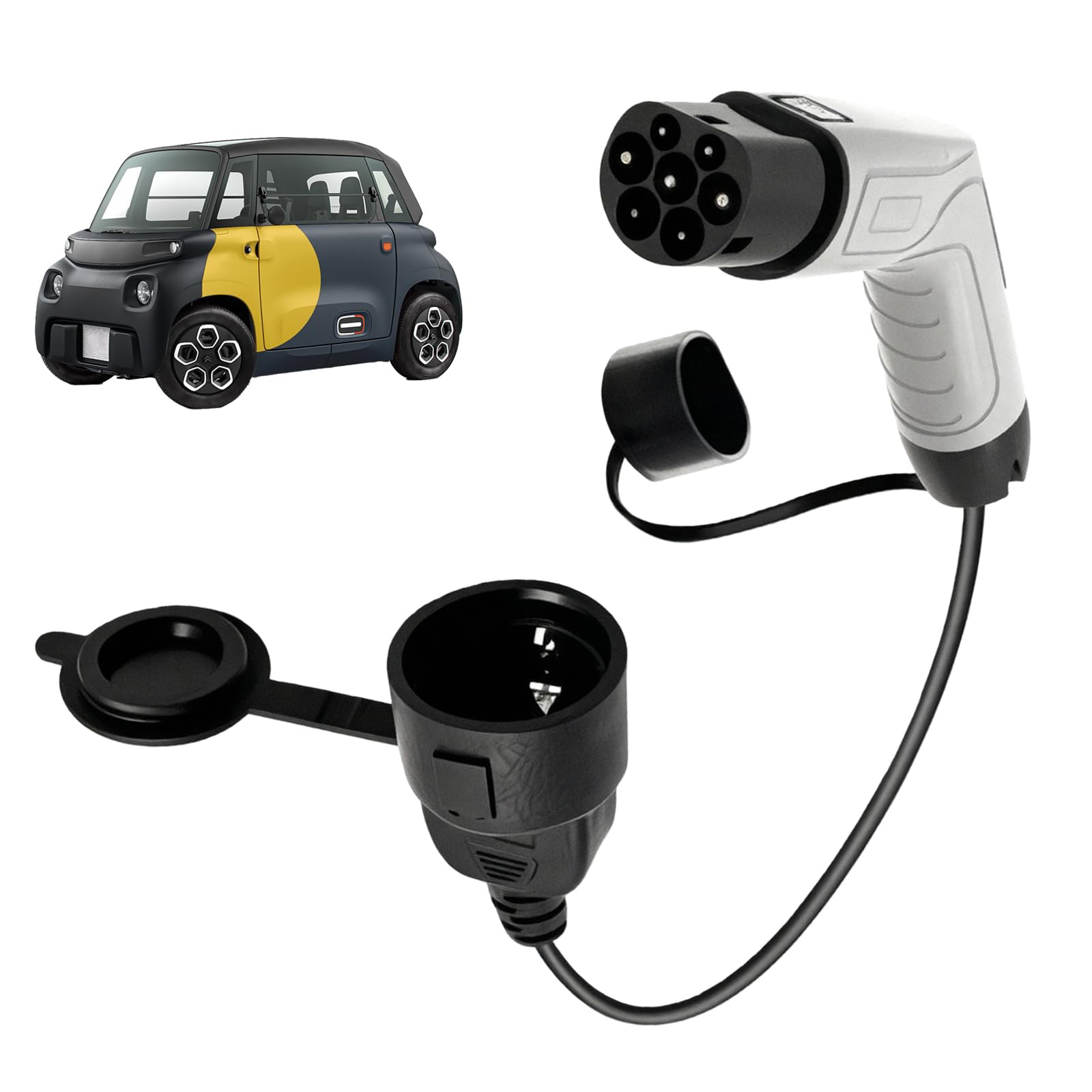 Typ2 Auf Schuko Adapter, Elektroauto Ladestecker, 3.5kw 16A Adapter 0.5m 220V typ 2 Ladekabel für EV, e Scooter,e Roller (Nicht für V2L) Wasser Staubdicht