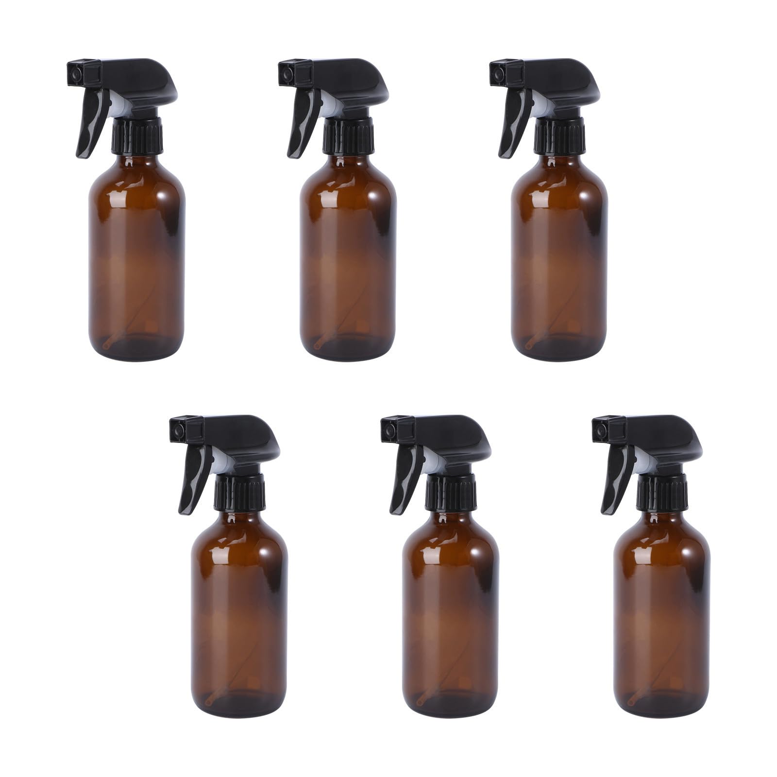 COHEALI 6 Piezas Botella Spray de Vidrio, Pulverizador de Vidrio Rellenable 250ml Marrón, para Aromaterapia y Riego de Plantas