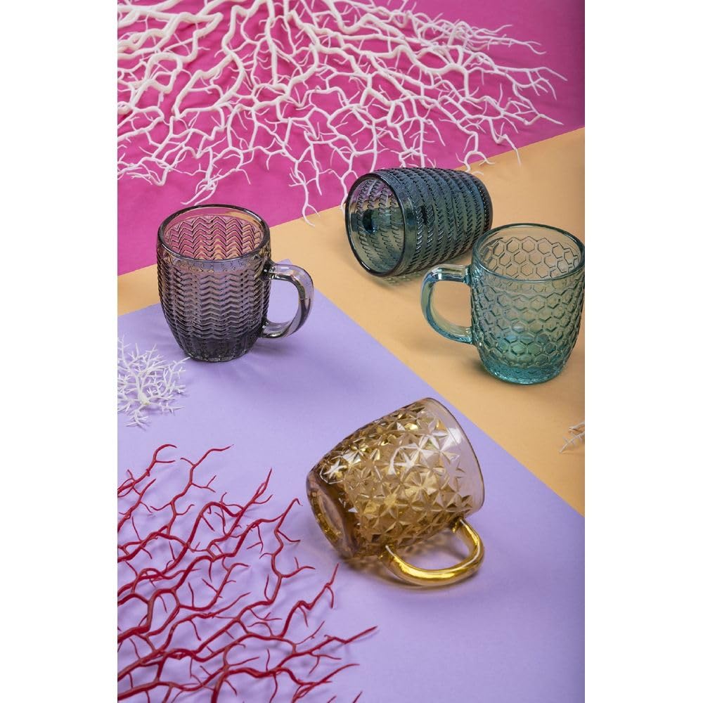 Set 6 tazzine caffè 90 ml in vetro colorato, Geometrie