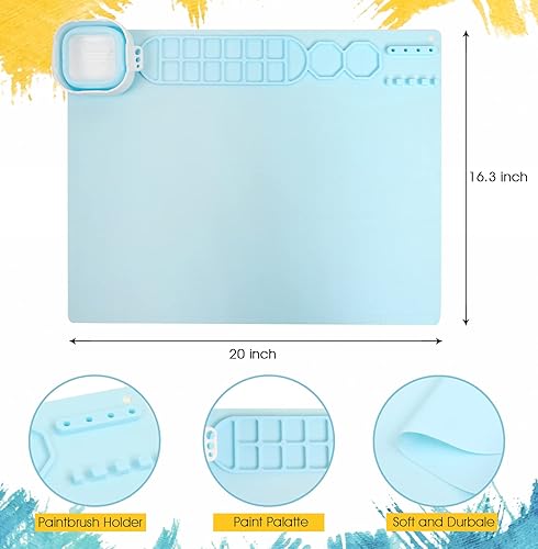 Miniatura 2 de Fitous Tapete de pintura de silicona, tapete de silicona de 20 x 16 pulgadas para fundición de resina, hoja de silicona antiadherente, tapete de