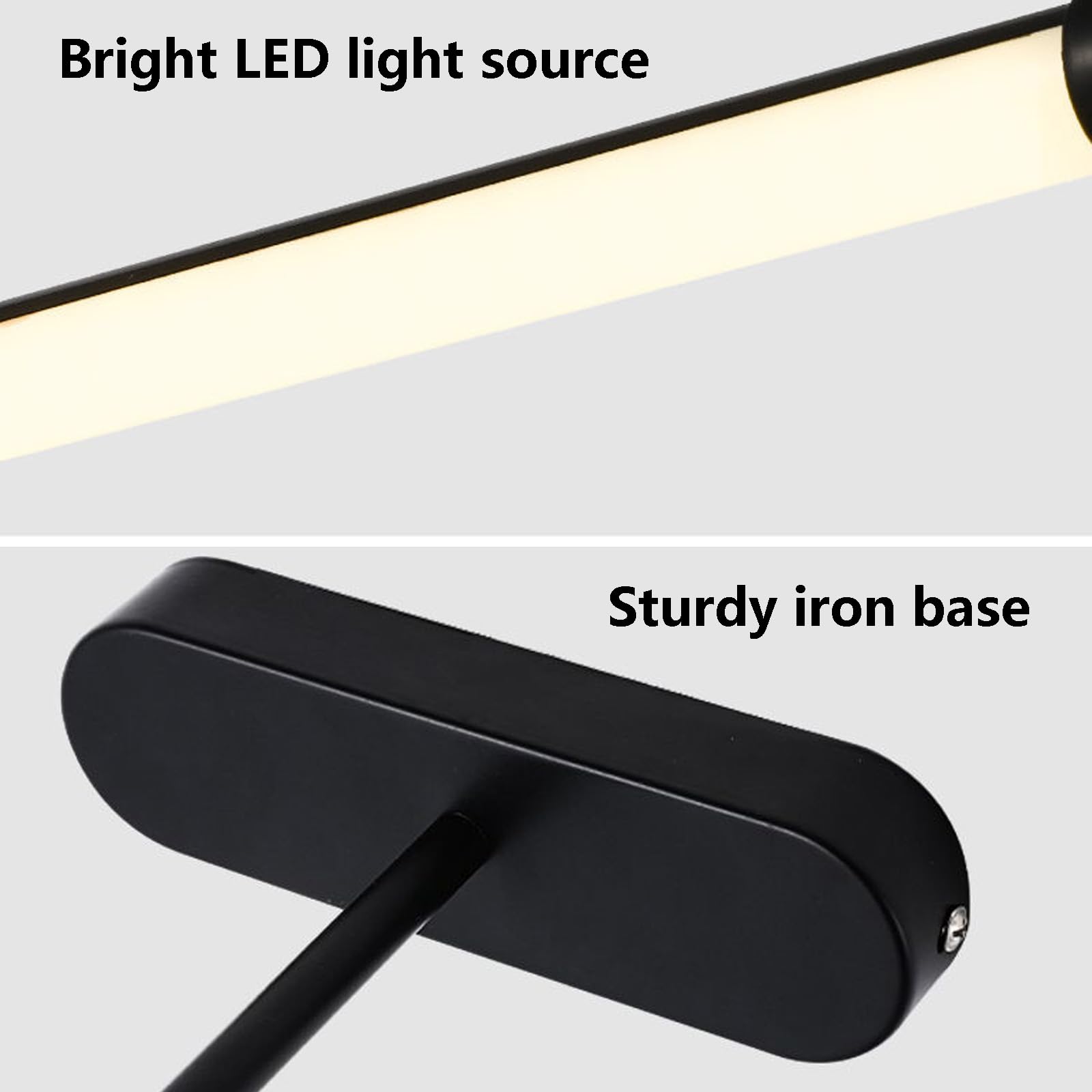 LED Spiegellampe Bad Wandlampe Wasserdicht Wandleuchte Modern Indoor Badleuchte Wandbeleuchtung Spiegelleuchte Wandleuchten Lange Aluminium für Schlafzimmer Badschrank (Schwarze-Warmes Licht,70cm)