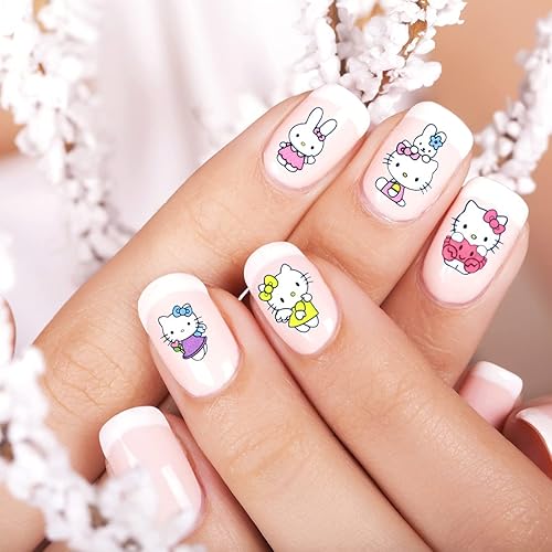 Miniatura 4 de Calcomanías de uñas autoadhesivas de dibujos animados Kawaii Hello Kit-ty para mujeres y niñas (12 hojas)