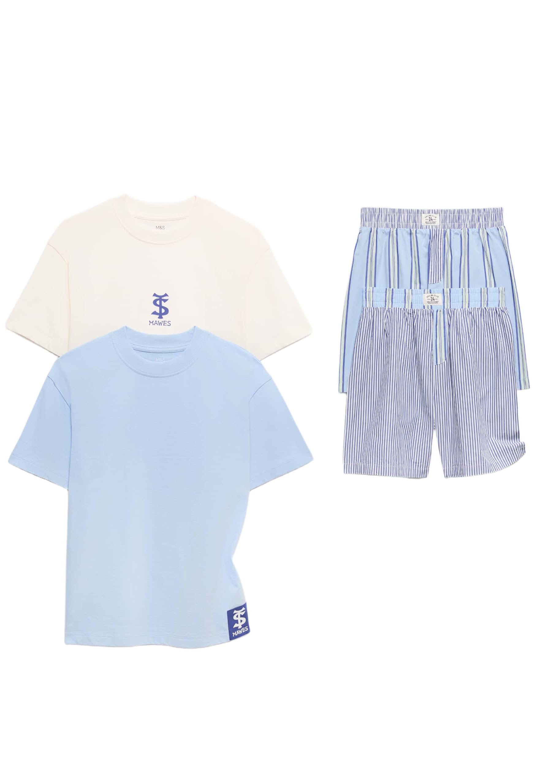 Marks & Spencer Conjuntos de Pijama de Rayas para Niño Pack de 2, Ajuste Normal