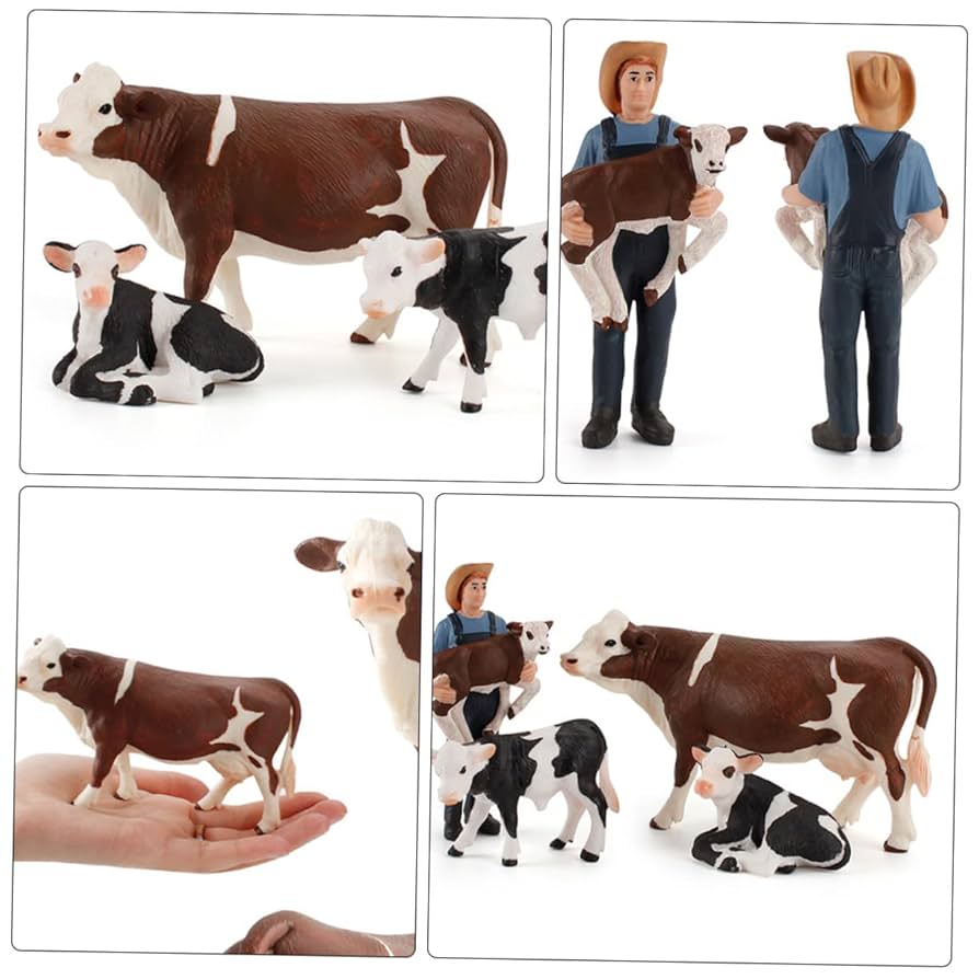 Amazon.co.jp: DECHOUS 模擬牛 ミニチュア動物の飾り 牛