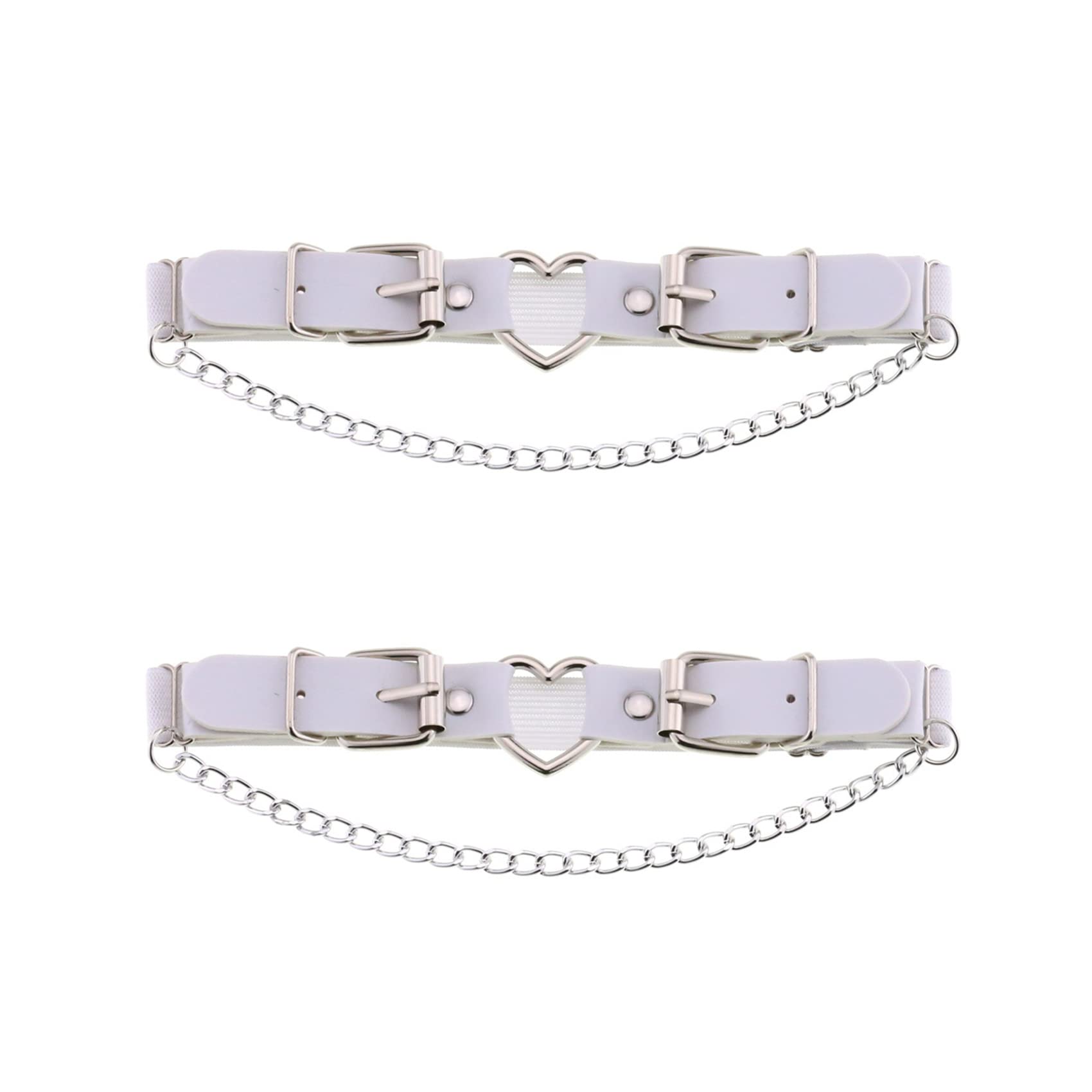 2PCs Leather Leg Garter with Chains, Elastic Rock Heart Thigh Garter for Women