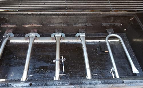 Uniflasy Grill Replacement Parts Kit For Brinkman 810-3660-S, 810-3661-F, Includes Grill Burner Tube Pipe, Heat Plate Shield/Heat Tent/Burner Cover/Flame Tamer, Crossover Channel Tube #TOP3