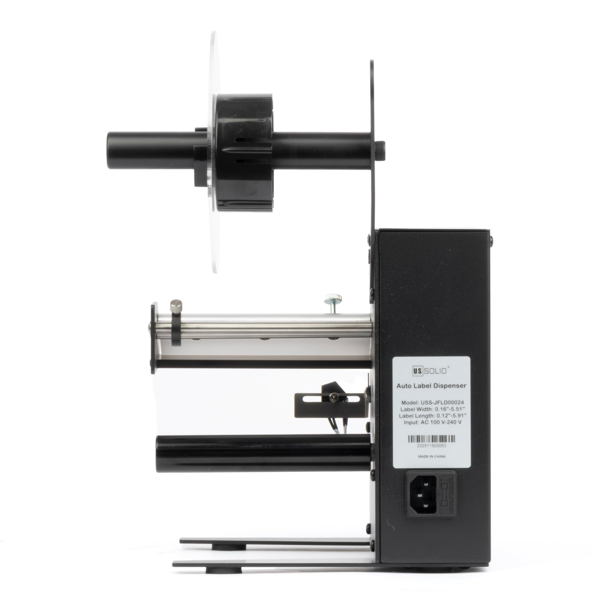 U.S. Solid Distributore automatico di etichette con contatore (0–999999) – Larghezza 4–140 mm, lunghezza 3–150 mm, velocità regolabile