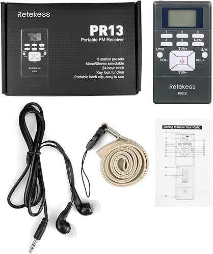 Miniatura 7 de Retekess PR13 Portable FM Radio, Pocket FM Radio Receiver, AAA Battery Powered Personal Mini Stere with Earphone and Lock Key for Walking, Jogging,