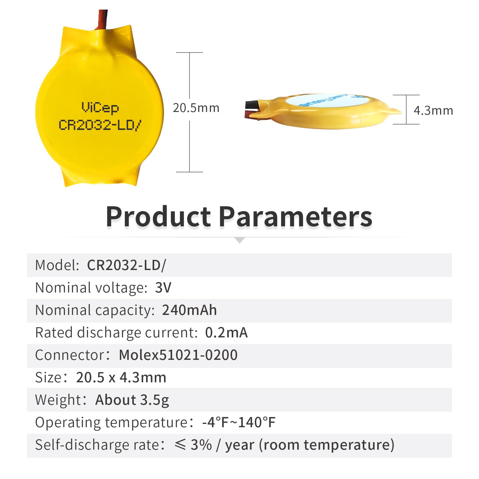 Amazon | ViCep 5パック CR2032 CMOSバッテリー 3V マザーボード BIOSバッテリー  2本のリード線とMOLEXコネクタ付き コンピュータ交換用バッテリー | ViCep | 乾電池