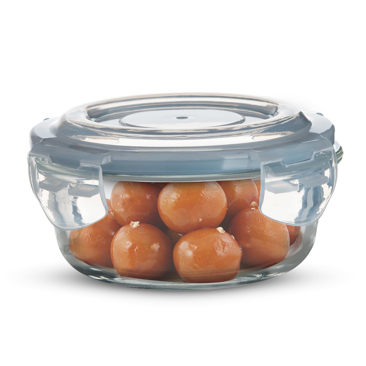 BERGNER Borosilicate Glass Side Lock Round Storage Container for Kitchen with Air-Tight and Leakproof Lid, BPA Free, Microwave and Oven Safe, Removable Silicone Ice Blue Gasket (400 ml), Transparent (B0D8BXWQ9X) Amazon Price History, Amazon Price Tracker