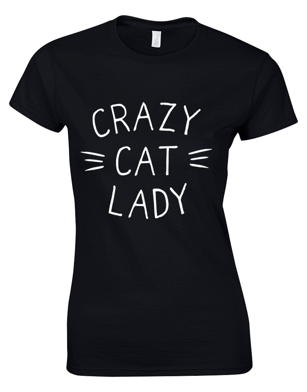 Crown Designs Women's Black Crazy Cat Lady Funny For & Teenagers Fitted T-Shirts Tops - /Xxl - 14/16