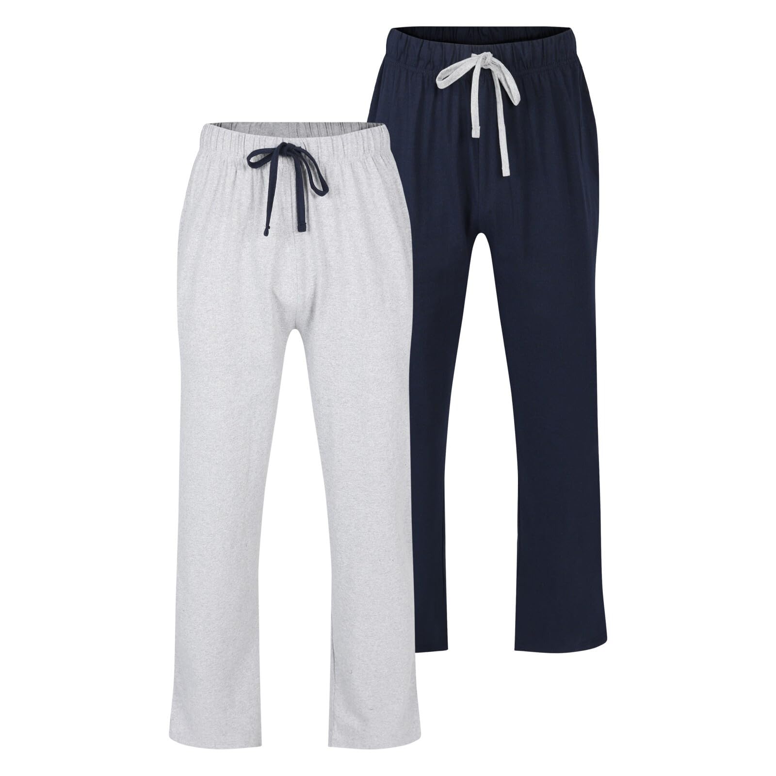 North East Mens 2 Pack Pyjama Bottoms with Pockets Sleep Night PJ Lounge Pants L to XXL New (2XL - Gry/NVY)