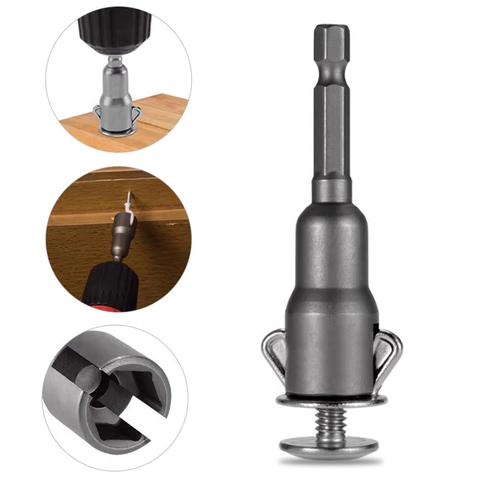 Gunroil 2 PCS Slotted Hex Handle Adapter – 1/4" Drive For Electric Drills & Wing Nuts (Black)