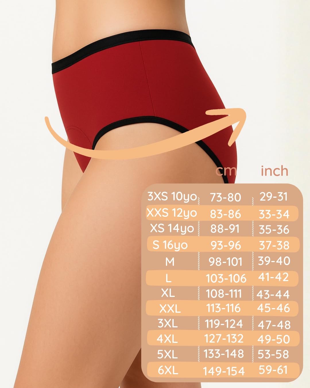 Perioden Unterwäsche = 2-3 Tampons - Waschbar - Baumwolle - Ökologisch - Menstruation - Unterwäsche für die Periode - Periodenslips - Absorbierend - Mädchen Damen - XXS / 4XL (Red-Mohina-Pack, S)