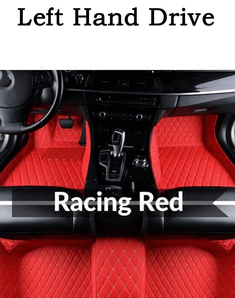 XIBANY Tappetini Auto per Mazda 6 2017 2018 2019 LHD, Tappeti in Pelle Personalizzati, Auto Tappeto Impermeabili a Copertura Totale Accessori Auto Tappetino in Moquette,A Black + Red