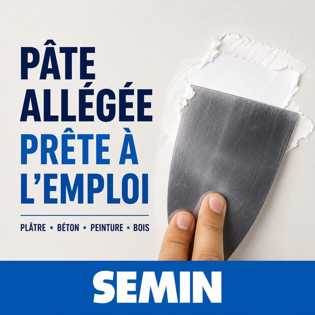 Semin SEM-LIGHT Enduit de Rebouchage Allégé- 5 X 1 L – Ultra Léger, Sans Retrait & Séchage Rapide – Réparation Trous & Fissures – Intérieur Murs & Plafonds – Blanc Mat – 5 Spatules Intégrées